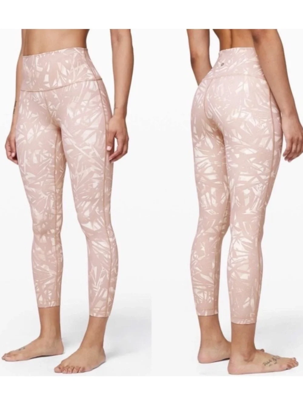 Lululemon Wunder Under HR 25” Luxtreme Shadow Leaf Light Ivory Muse Sz 6 NWOT